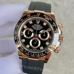 Daytona Oysterflex Rose Gold Ceramic Bezel Black Dial with 8 Diamonds