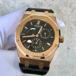 Audemar Piguet Royal Oak Dual Time Black Dial Rose Gold