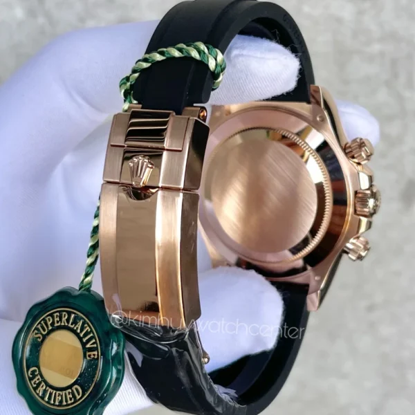 Daytona Oysterflex Rose Gold Ceramic Bezel Black Dial with 8 Diamonds - Image 2