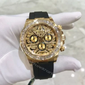 Rolex Daytona Eye of Tiger Edition Yellow Gold Pave Diamond Dial and Baguette Bezel