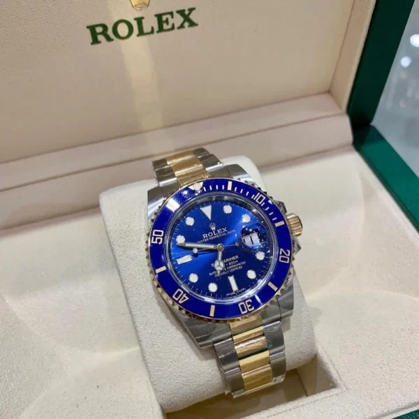 Rolex SUBMARINER Blue Dial Two Tone Yellow Gold and Steel Oyster Bracelet - Image 4
