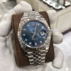 Rolex DATEJUST II Blue Dial Fluted White Gold Bezel