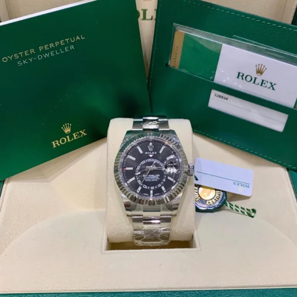 Rolex SKY-DWELLER Black Dial Stainless Steel Oyster Bracelet - Image 3