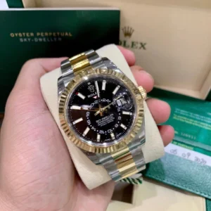 Rolex SKY-DWELLER Black Dial Two Tone Steel and Yellow Gold