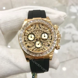 Rolex Daytona Eye of Tiger Edition Yellow Gold Pave Diamond Dial and Baguette Bezel