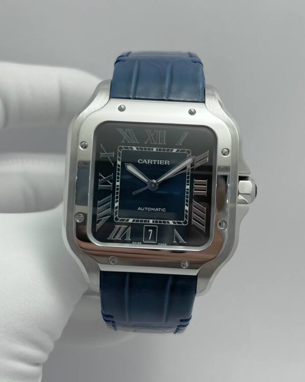 Cartier de Santos Blue Dial Stainless Steel with Blue Alligator Strap