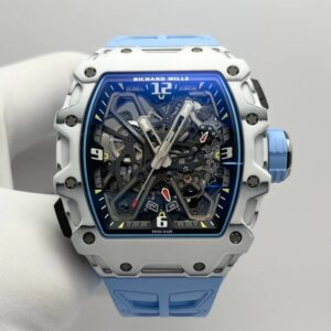 Richard Mille RM35-03 White Carbon Sky Blue Rubber Strap