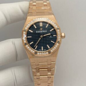 Audemars Piguet Royal Oak 67651OR Blue Dial Diamond Bezel Rose Gold