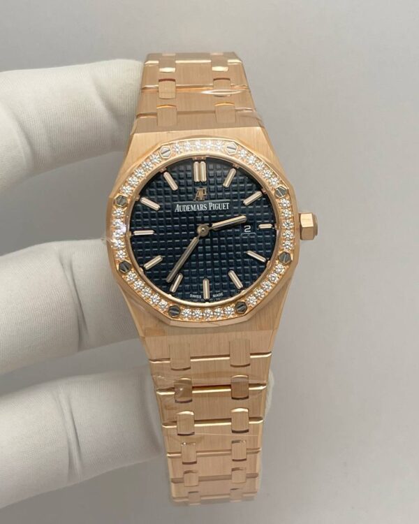 Audemars Piguet Royal Oak 67651OR Blue Dial Diamond Bezel Rose Gold