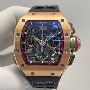 Richard Mille RM65-01 Rose Gold NTPT Chronograph Rubber Strap Butterfly Buckle