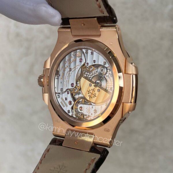 Patek Philippe Nautilus Moonphase Calendar 5712R Rose Gold Leather Strap - Image 2