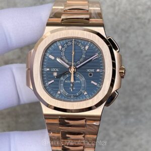 Patek Philippe Nautilus 5990R Travel Time Chrono Blue Dial Rose Gold