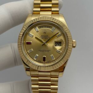 Rolex Day-Date II Yellow Gold Ruby & Baguette Diamond Dial (RARE)