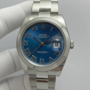 Rolex Datejust II Blue Dial Romans Numerals Smooth Bezel