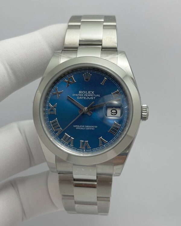 Rolex Datejust II Blue Dial Romans Numerals Smooth Bezel
