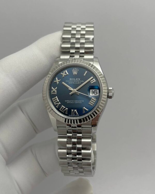 Rolex Datejust Blue Dial Fluted White Gold Bezel