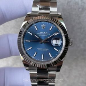 Rolex Datejust II Fluted White Gold Bezel Blue Dial Oyster Bracelet