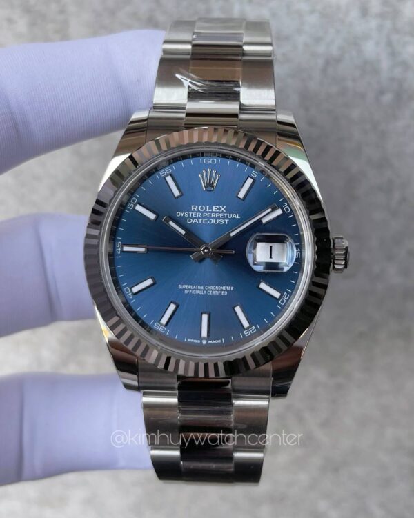 Rolex Datejust II Fluted White Gold Bezel Blue Dial Oyster Bracelet