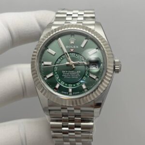 Rolex Sky-Dweller Gren Dial White Gold Bezel Stainless Steel