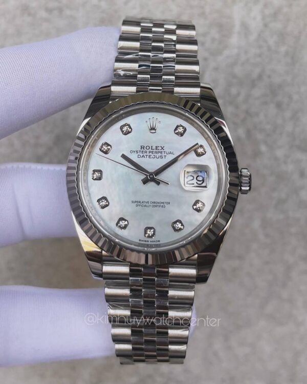 Rolex Datejust II Mop Dial Diamonds Numerals White Gold Bezel