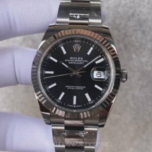 Rolex Datejust II Black Dial White Gold Bezel Stainless Steel