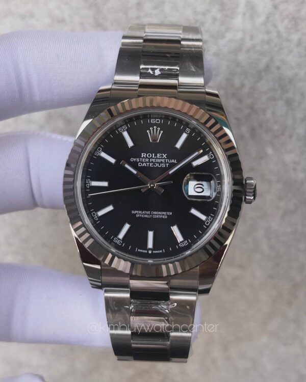 Rolex Datejust II Black Dial White Gold Bezel Stainless Steel