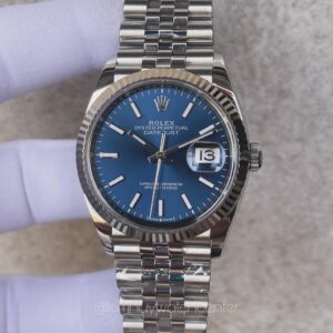 Rolex Datejust Blue Dial White Gold Bezel Stainless Steel