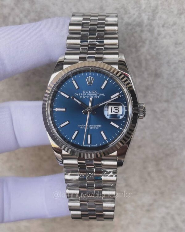 Rolex Datejust Blue Dial White Gold Bezel Stainless Steel
