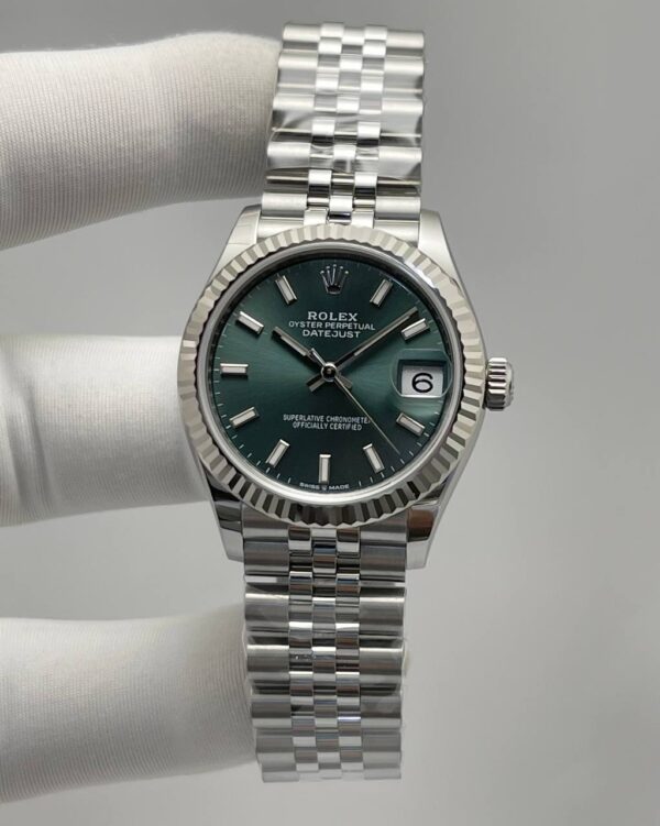Rolex Datejust Mint Green Dial Fluted White Gold Bezel Jubilee Bracelet