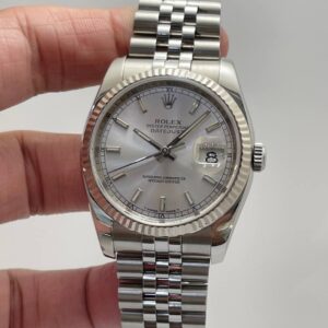 Rolex Datejust Fluted White Gold Bezel Silver Dial