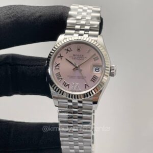 Rolex Datejust Pink Dial VI Diamonds Romans Numerals Jubilee Bracelet