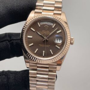 Rolex Daydate Chocolate & Motif Dial Everose Gold Presidental Bracelet