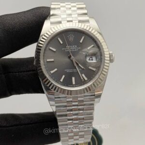 Rolex Datejust Grey Dial Fluted White Gold Bezel
