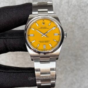 Rolex Oyster Perpetual Yellow Dial Stainless Steel
