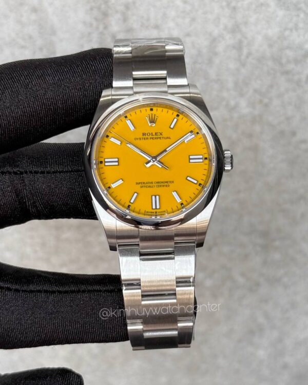 Rolex Oyster Perpetual Yellow Dial Stainless Steel
