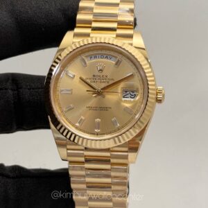 Rolex Daydate II Champagne Dial Bagutte Diamonds Numerals