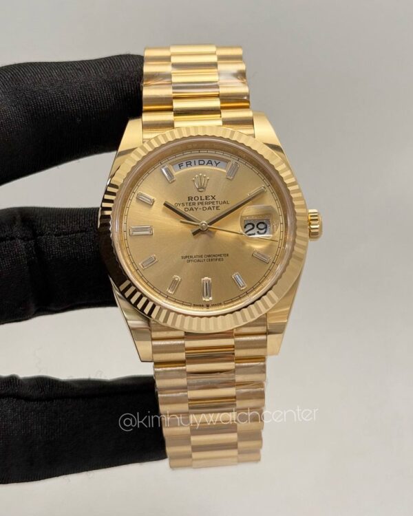 Rolex Daydate II Champagne Dial Bagutte Diamonds Numerals - Image 2