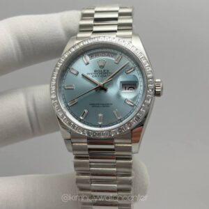 Rolex Daydate (128236) Platinum Ice Blue Baguette Numerals Dial