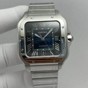 Cartier de Santos Blue Dial Stainless Steel with Blue Alligator Strap