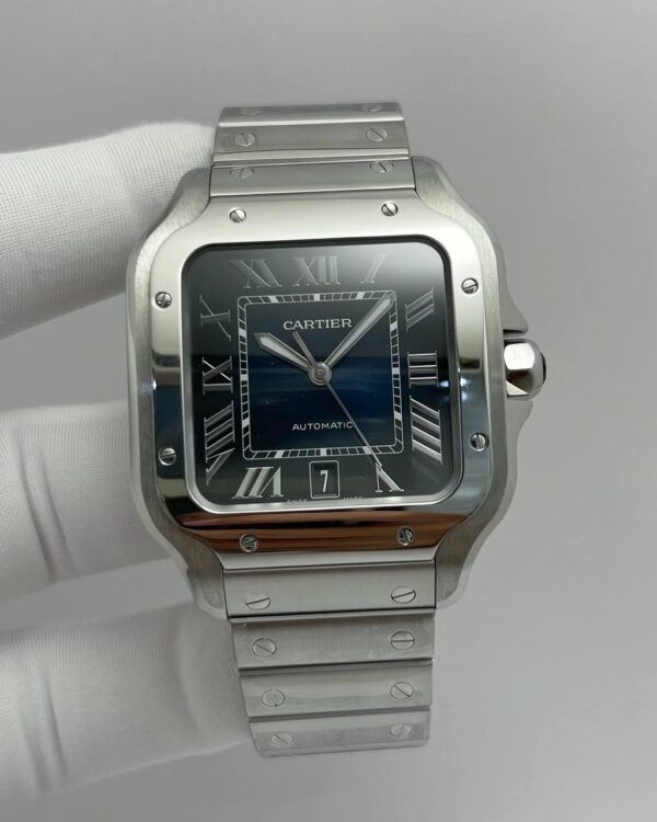 Cartier de Santos Blue Dial Stainless Steel with Blue Alligator Strap