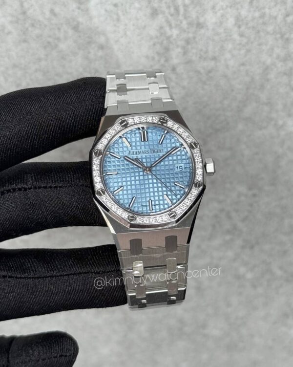 AP Royal Oak (77451ST) Ice Blue Dial Diamonds Bezel