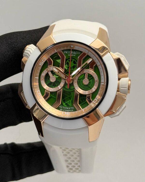 Jacob & Co. Epic x Chrono Green Dial White Ceramic Rose Gold
