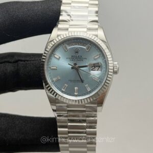Rolex Daydate (128236) Ice Blue Baguette Diamonds Numerals Platinum